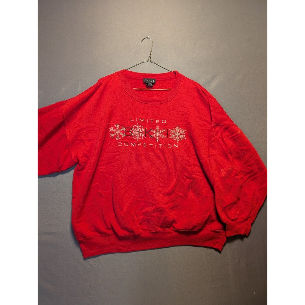 Vintage Limited Jeans Sweatshirt Womens XL Red Ski Competition Snowflake Graphic